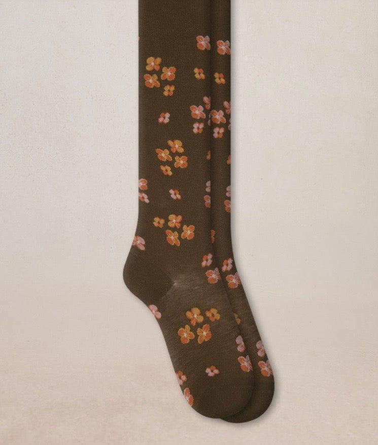 Bleu Foret Floral Knee High