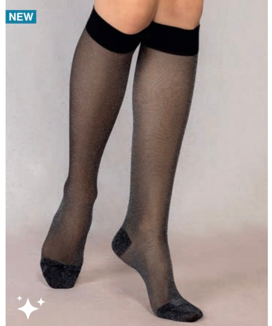 Bleu Foret Sheer and Shiny Knee High