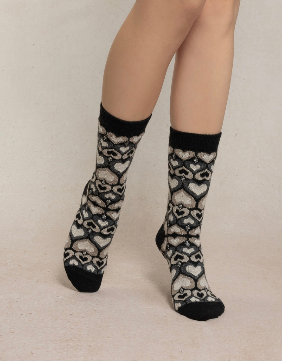 Bleu Foret Heart cashmere