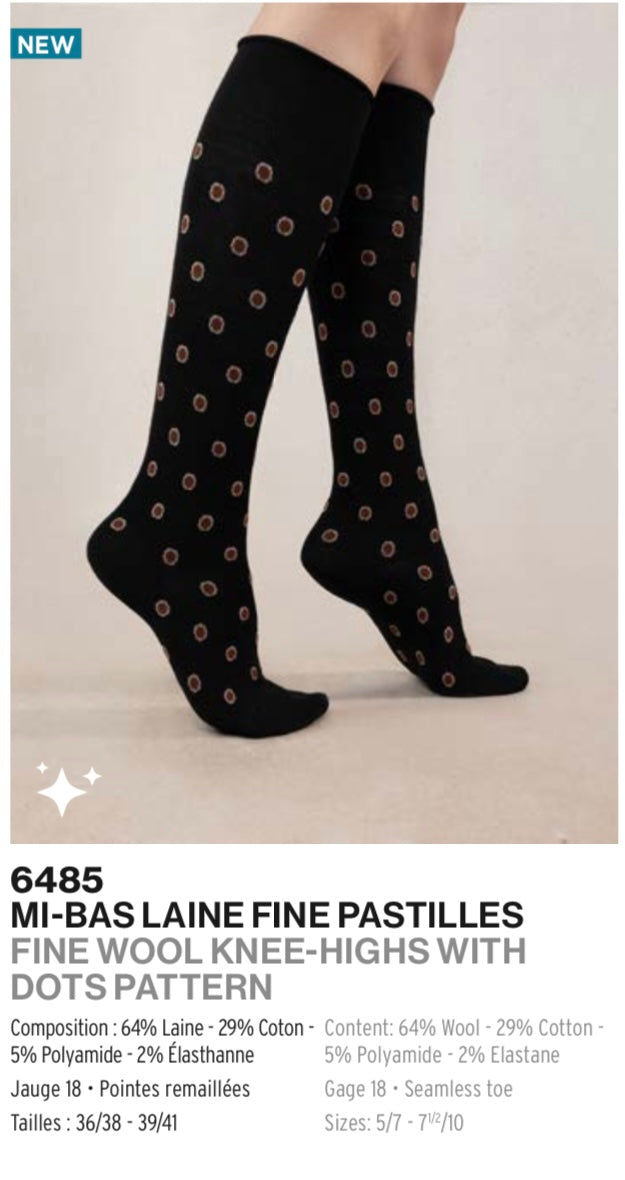 Bleu Foret wool knee high with dots.