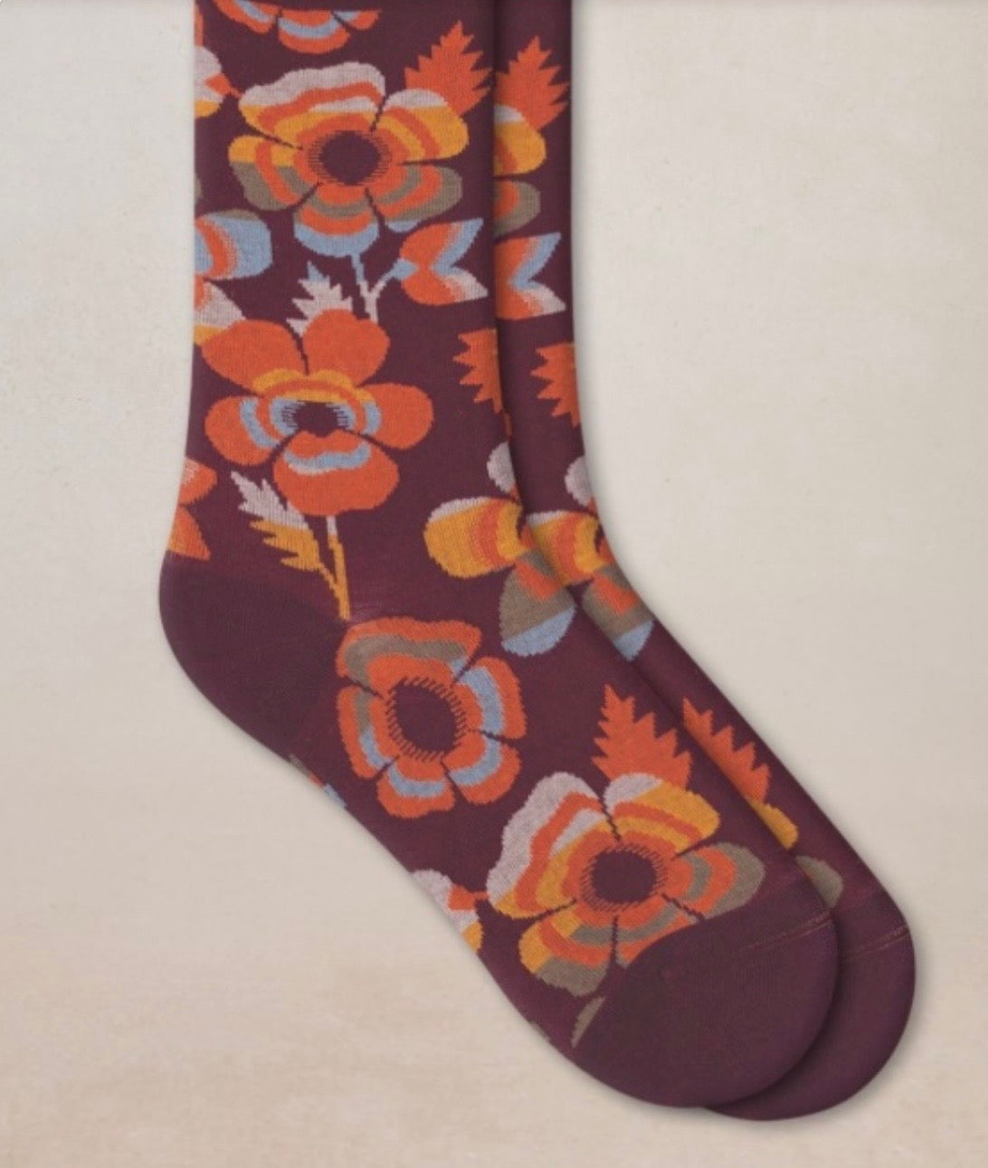 Bleu Foret Cotton with flowers