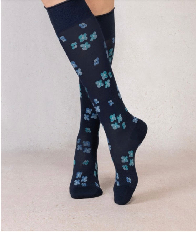 Bleu Foret Floral Knee High
