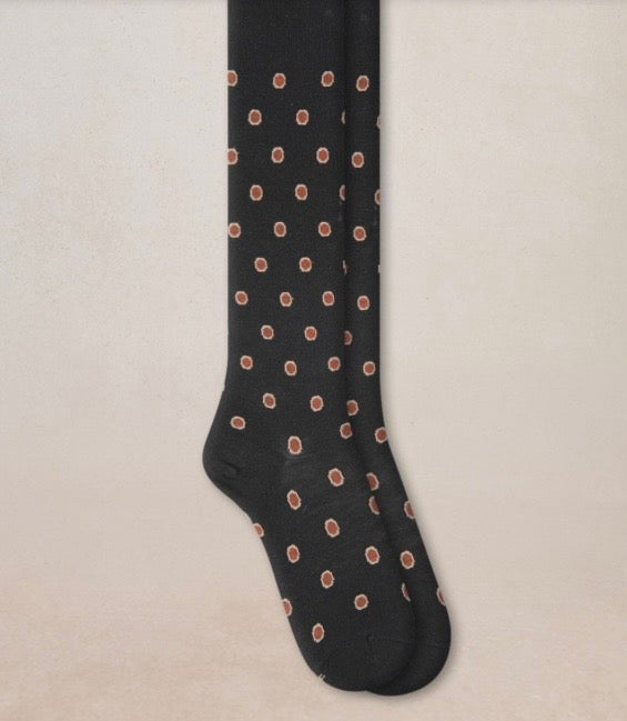 Bleu Foret Woll knee high with dots.
