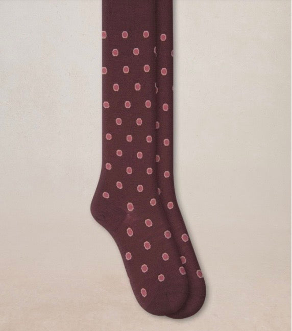 Bleu Foret Woll knee high with dots.