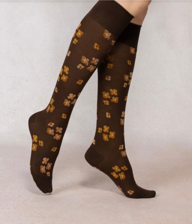 Bleu Foret Floral Knee High