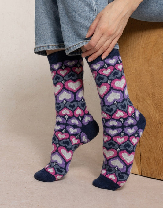 Bleu Foret Heart cashmere