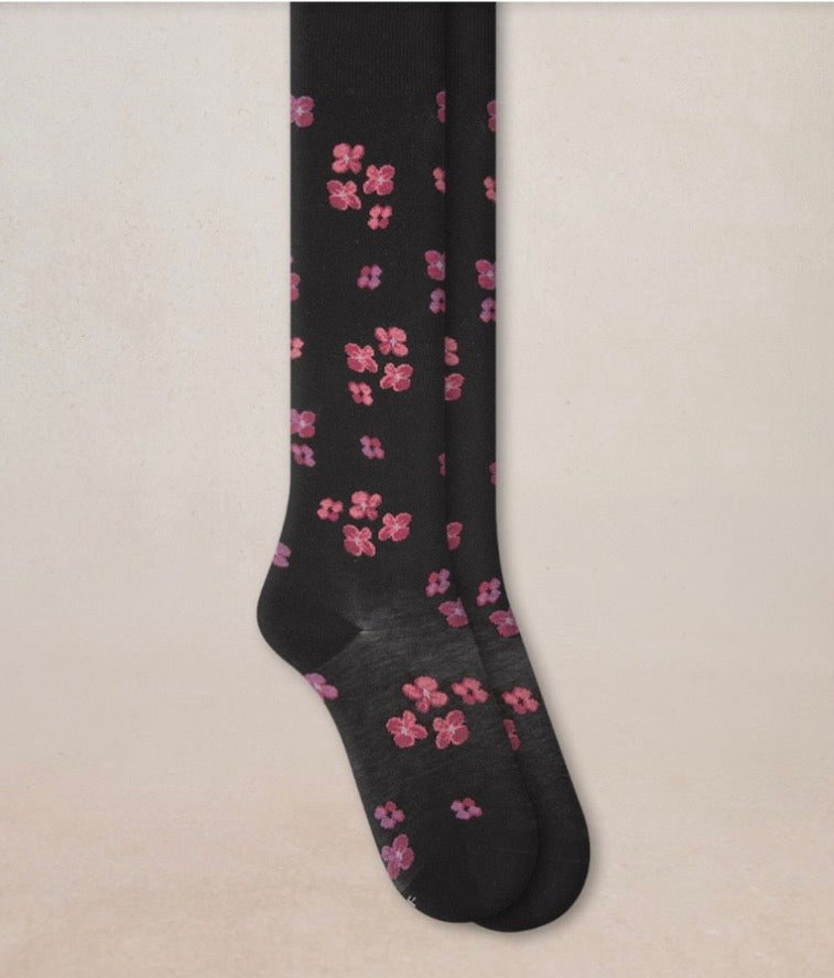 Bleu Foret Floral Knee High