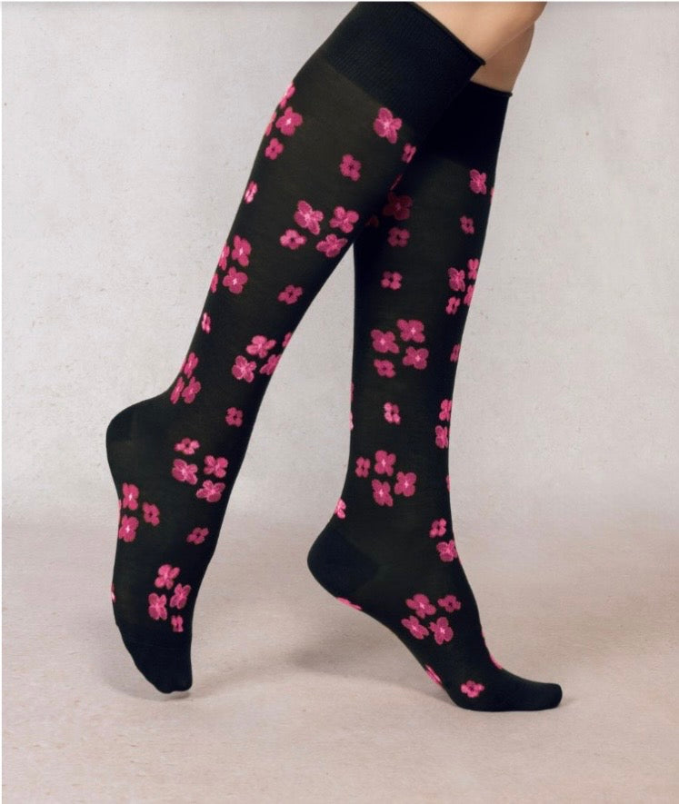 Bleu Foret Floral Knee High