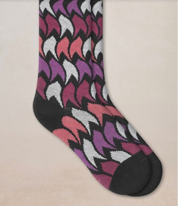 Bleu Foret Velvety Feather pattern sock.